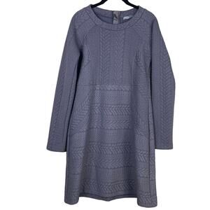 prAna Macee Gray Textured Jacquard Long Sleeve Shift Dress Size Small